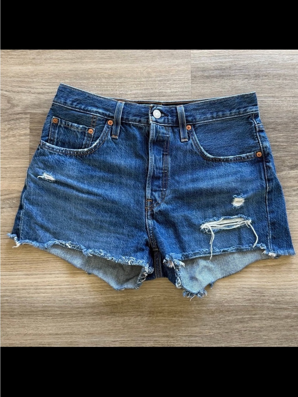 Levi's Distressed Denim Shorts - Blue